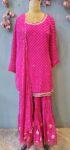 Radiant Pink: Bandhani Suit with Sequin & Zari Work