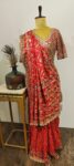 Red Bandhani Saree with Jungle Motifs & Hand Zardozi Highlights