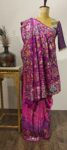 RaasVan– Purple-Pink shaded Bandhani with Mystical Jungle Art with all over meenakari