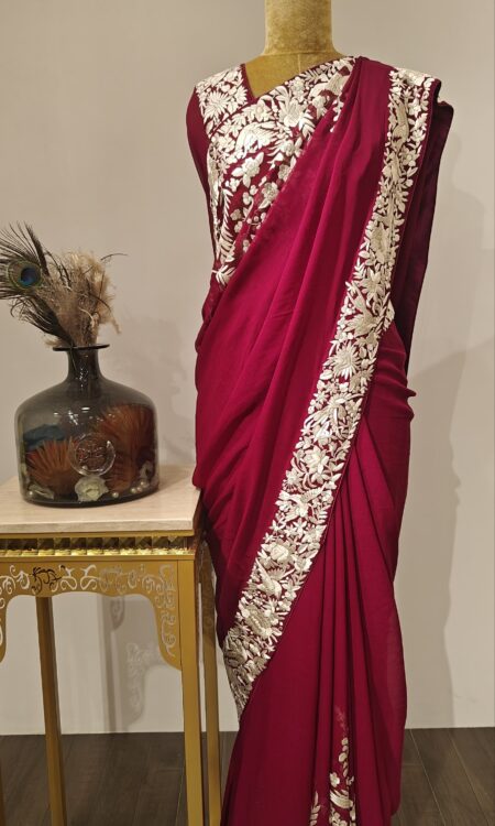 Ruby Regal – Wine Parsigara with Timeless Threadwork
