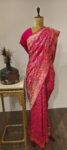 Gulabi Meenakari – Bandhani Saree with Bird & Peacock Motifs