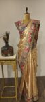 Auric Elegance – Gold Saree with Multicolour Petit Point Borders