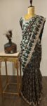 Araish – Threadwork Saree in Forest Green with Scalloped Border