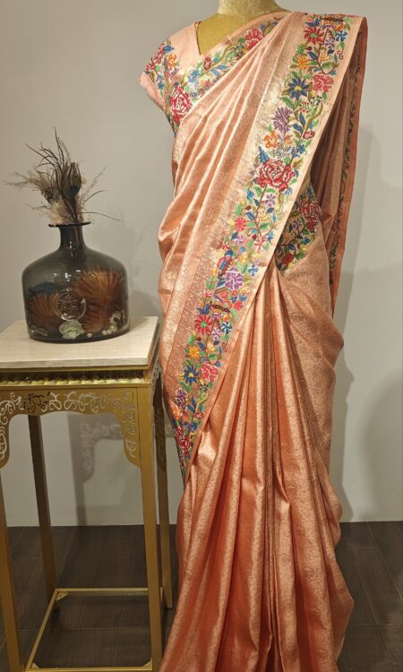 Hemalata – Elegant Zari Kanchi Saree with Timeless Floral Edging