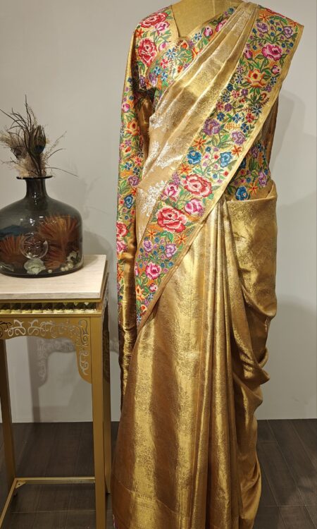 Kamalkriti – Zari-Embellished Kanchi Drape with Threaded Florals