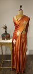 Terracotta Glow – Handwoven Satin Silk with Royal Motifs