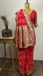 Classic Red Garchola Saree with Luxurious Gold Zari Detailing