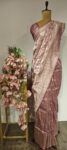Zarika: Gold & Silver Woven Banarasi in Onion Pink with Royal Motifs