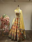Sunehri Phool: Yellow Floral Dupatta with Intricate Hand Embellishments