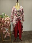 Laal-Baagh: Heavy Handwork High-Low Jacket with Pants"