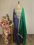 Midnight Muse: Intricate Neck Work Sharara Set with Contrasting Dupatta