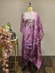 Purple Dewy Suit Set with Gota Neckline & Matching Dupatta