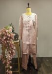 Rose Mist Cord Set with Detailed Neckline Craft