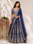 Riwaayat-e-Neel: Regal Thread & Zardozi Embroidered Lehenga in Royal Blue