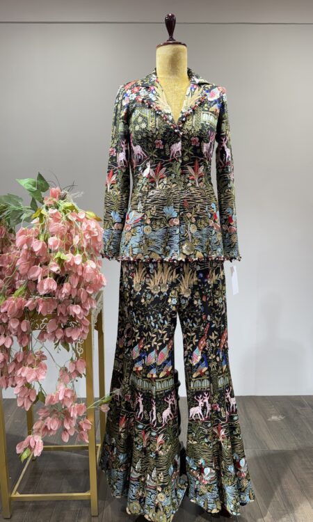 Layla: Fully Threaded Black Ensemble with Jacket & Sparkling Sharara