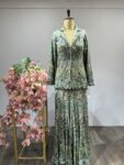 Mint Muse: Heavily Embroidered Jacket-Style Sharara with Bead  Details