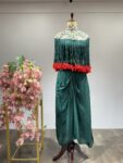 Nurelle: Drape Skirt Ensemble with Tassel Cape & Collar Detailing