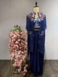 Midnight Muse – Drape Skirt & Tassel Layered Top with Sheer Cape