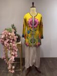 Rangrez Mustard Embroidered Jacket with Draped Harem Bottoms
