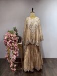 Zari Noor: Intricately Embroidered Golden Tissue Sharara Ensemble