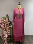 Pink Leheria Sharara Suit with Flowy Skirt Detailing