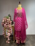 Leheria Blush: Pink Kurti Ensemble with Skirt & Dupatta