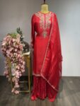 Sunehri Baandh: Red Kurti with Booti Woven Sharara