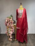 Red Sharara Ensemble with Handcrafted Zari Neck & Dupatta
