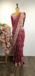 Maroon bandhani saree