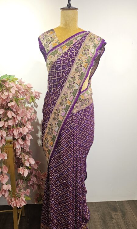 Purple bandhani saree