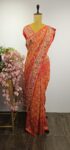 Ombre Red orange Bandhani saree