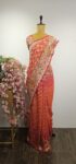 Red-orange ombre  Bandhani saree