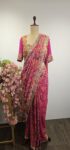 Rani pink colour drape saree with stitched blouse