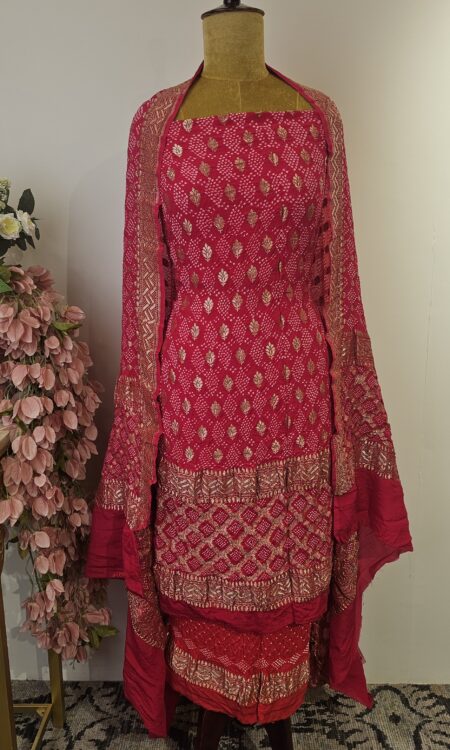 Georgette bandhani unstitched suit