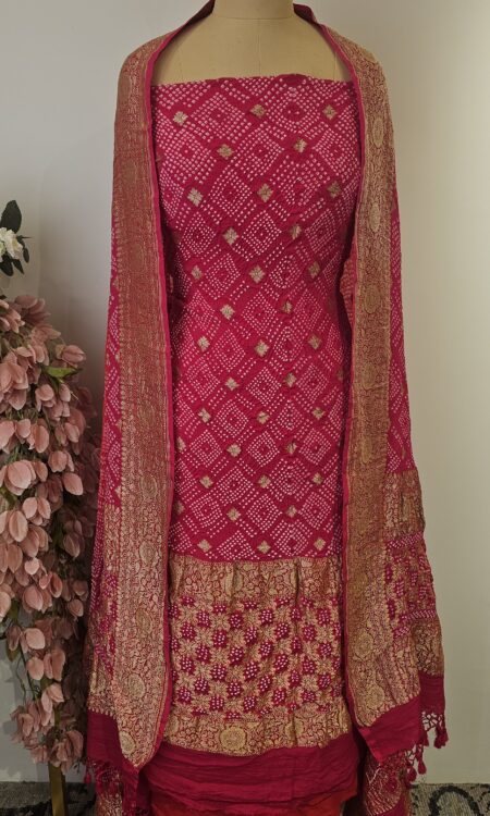 Georgette bandhani unstitched suit