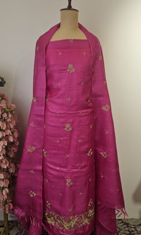 Tussar silk unstitched suit