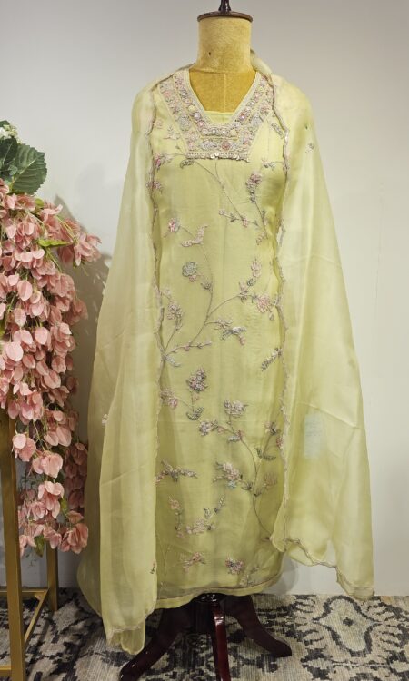 Pastel Green colour semi stitched suit