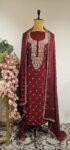 Maroon colour unstitched suit