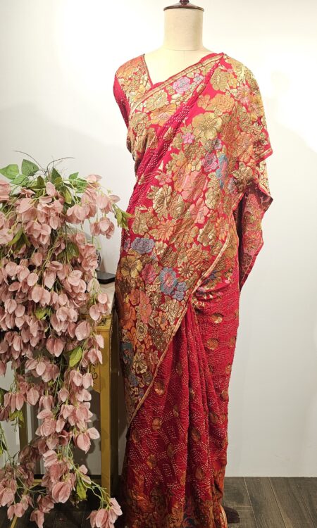 Georgette bandhani saree