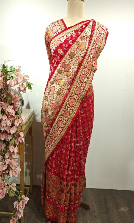 Banarsi silk saree with bandhani
