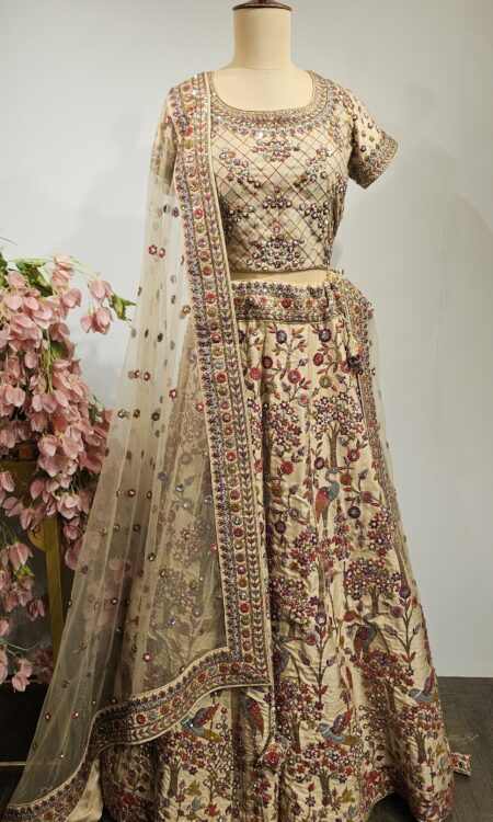 Beige colour bridal lehanga