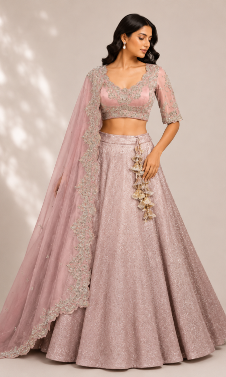 Banarasi tissue lehenga