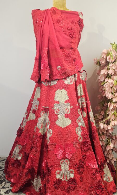 Organza lehenga with unstitched blouse