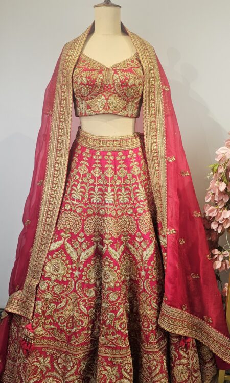 Pink colour bridal lehanga