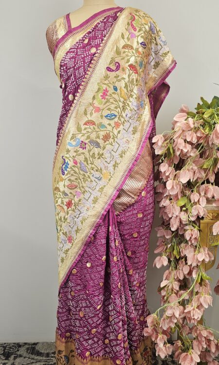 Pure bandhani banarasi silk saree