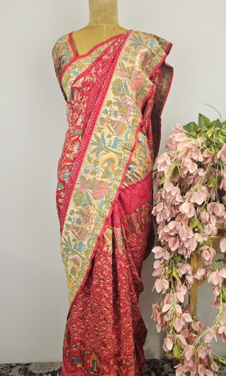 Pure banarasi silk bandhani saree