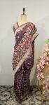 Wine colour bandhani saree