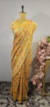 Yellow colour bandhani saree