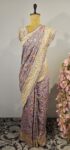 Lilac colour bandhani saree
