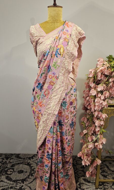 Light pink colour bandhani saree